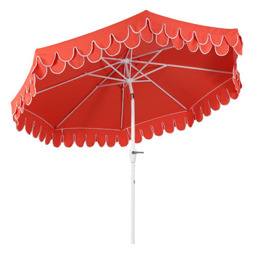 Tracy 9 ft. Classic MidCentury Scalloped Fringe Market Patio Umbrella